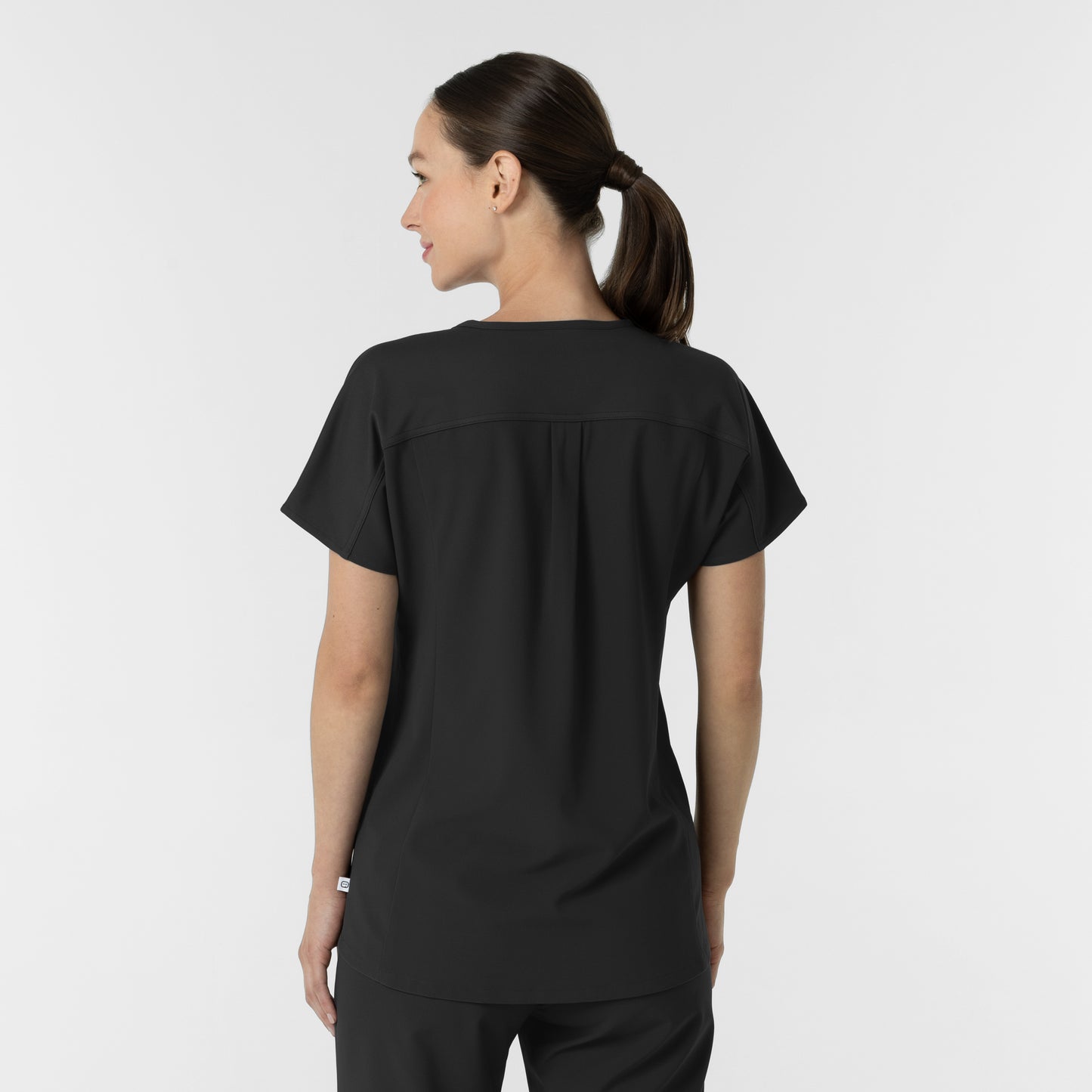 RENEW 6154 Women's V-Neck Tunic Scrub Top Black