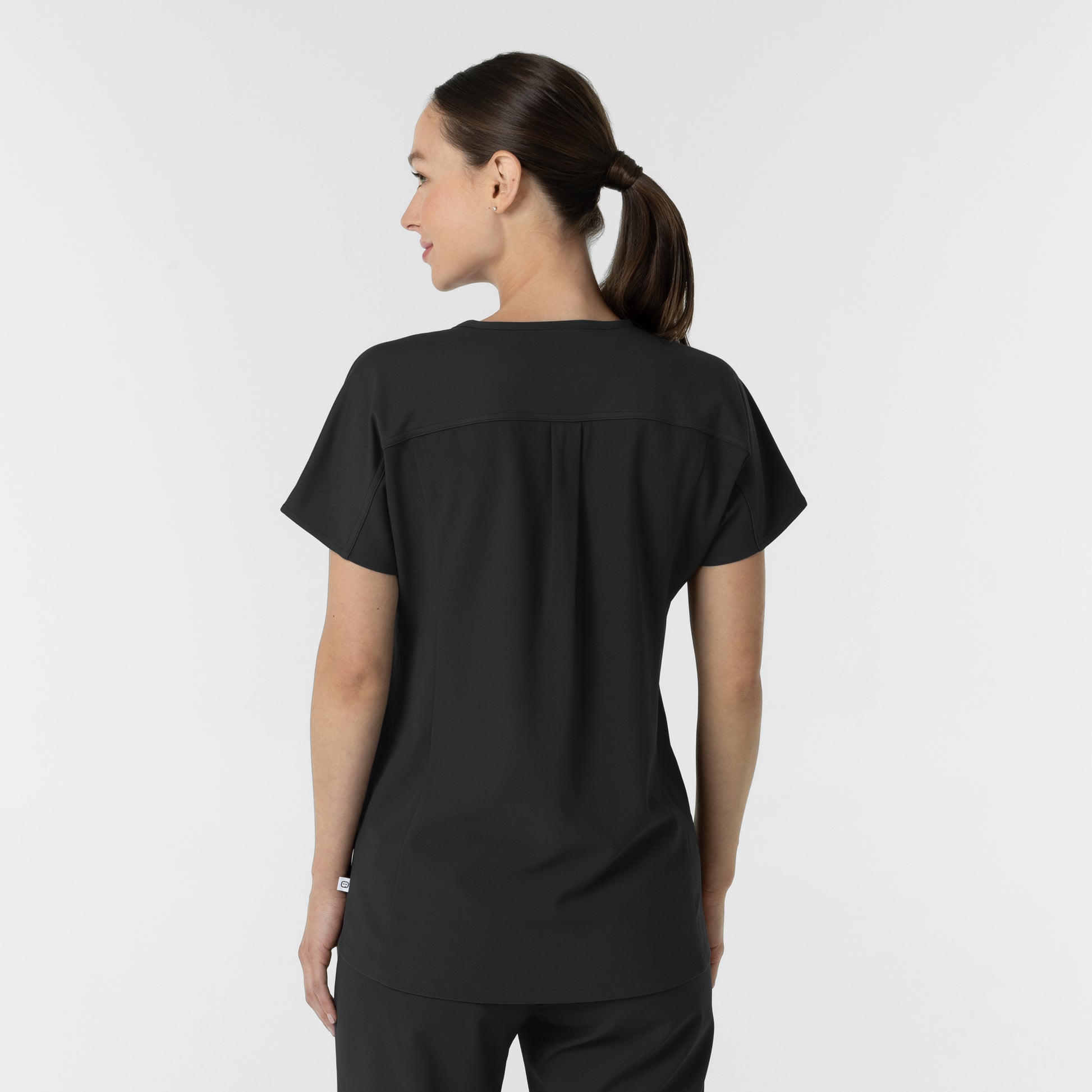 RENEW 6154 Women's V-Neck Tunic Scrub Top Black