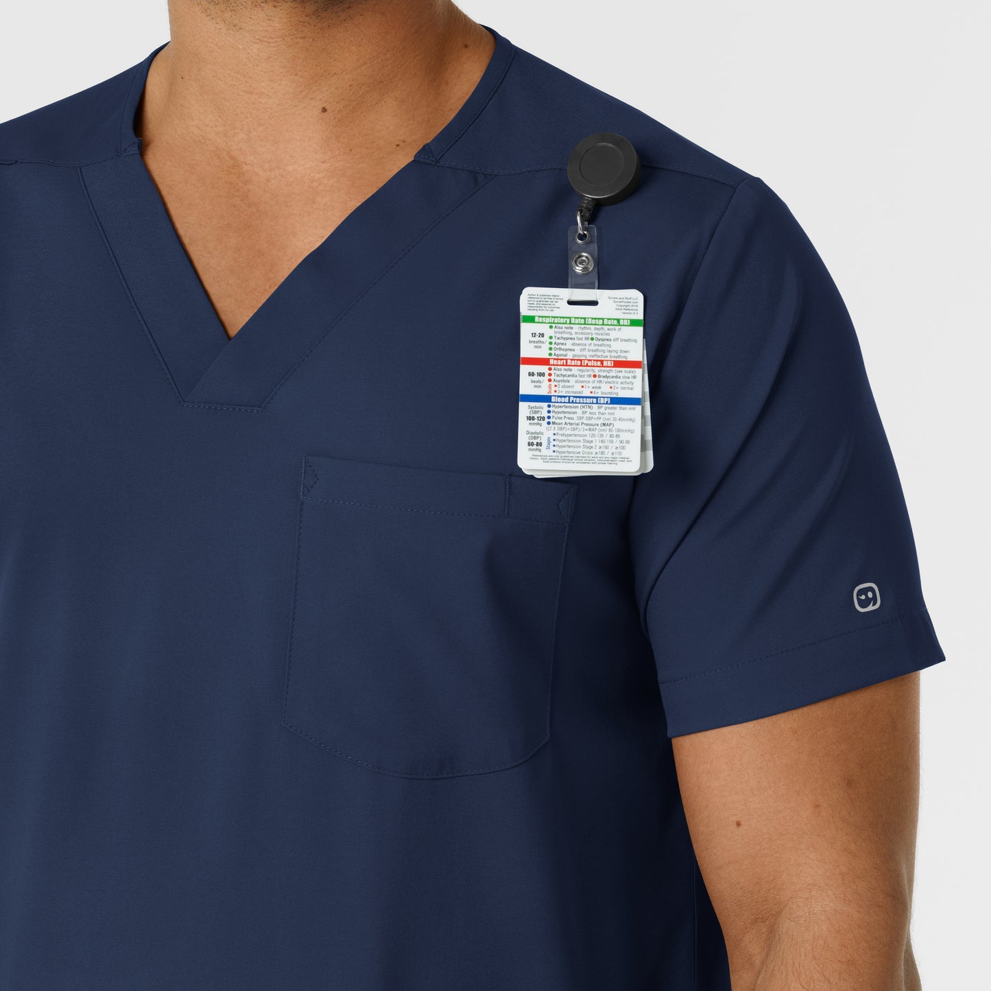 Boundless 6351 Men's Multi Pocket V-Neck Scrub Top Navy Model Image Alternate | Wink