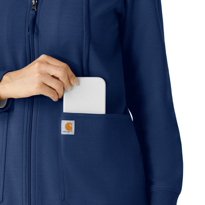 Layers C82008 Women's Full Zip Waffle Hoodie Navy