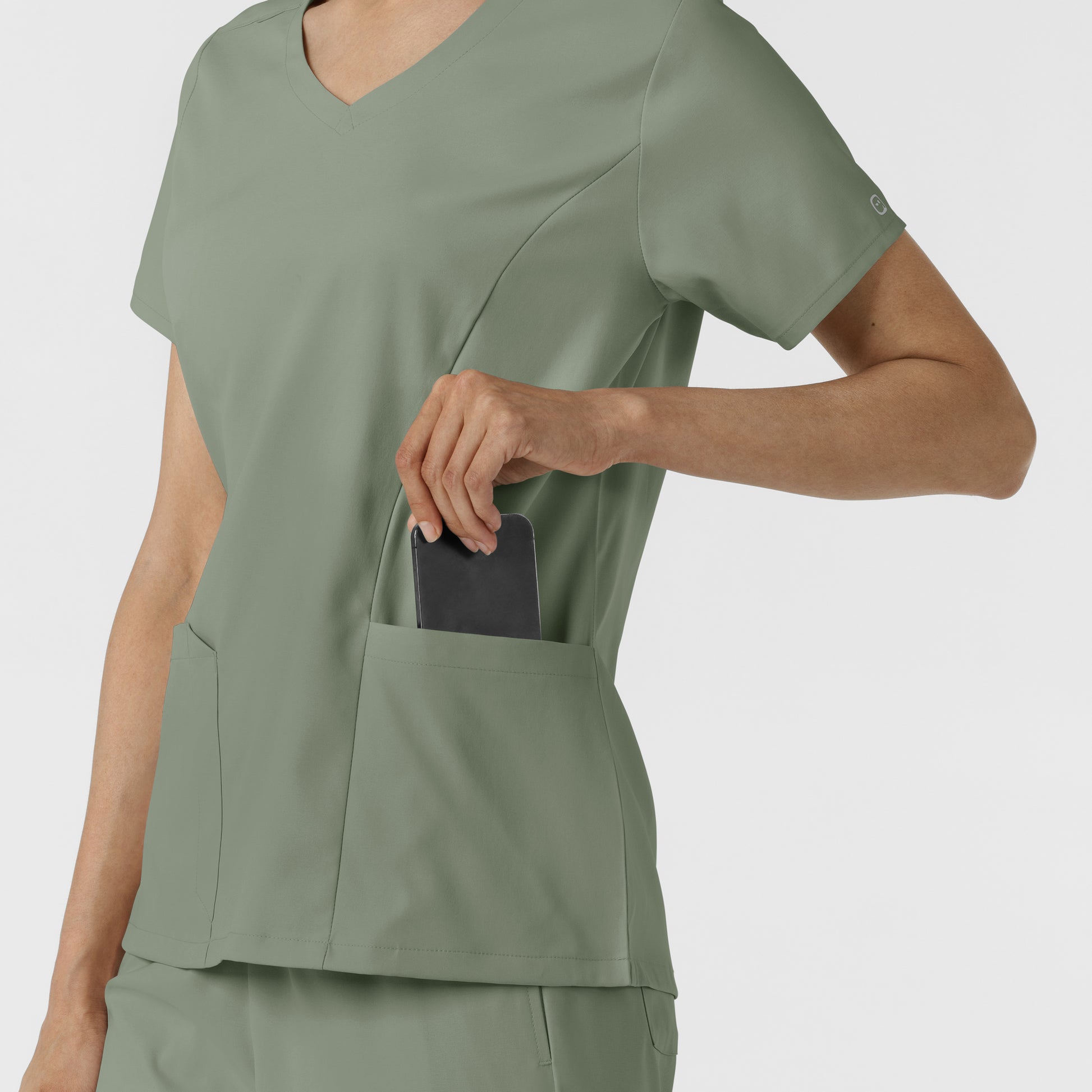 Boundless 6251 2-Pocket V-Neck Scrub Top Sage Model Image Alternate | Wink