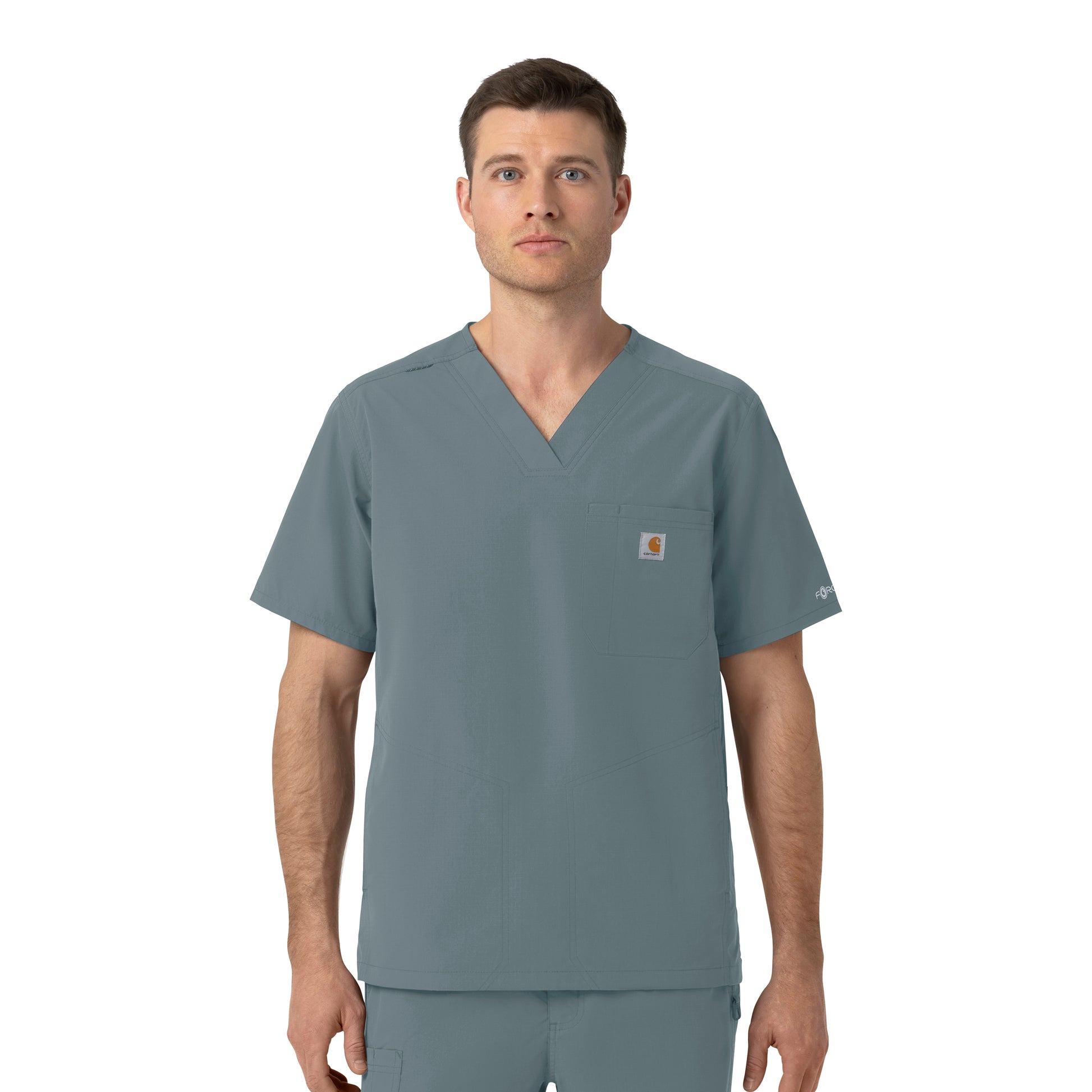 Rugged Flex C16239 Men's Ripstop V-Neck Scrub Top Rolling Thunder