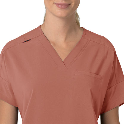 Force Cross-Flex C13110 Oversized V-Neck Scrub Top Wildrose Model Image Left Side | Carhartt