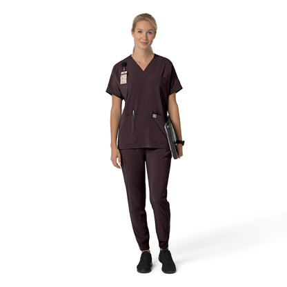 Force Cross-Flex C13110 Women's Oversized V-Neck Scrub Top Dark Sepia