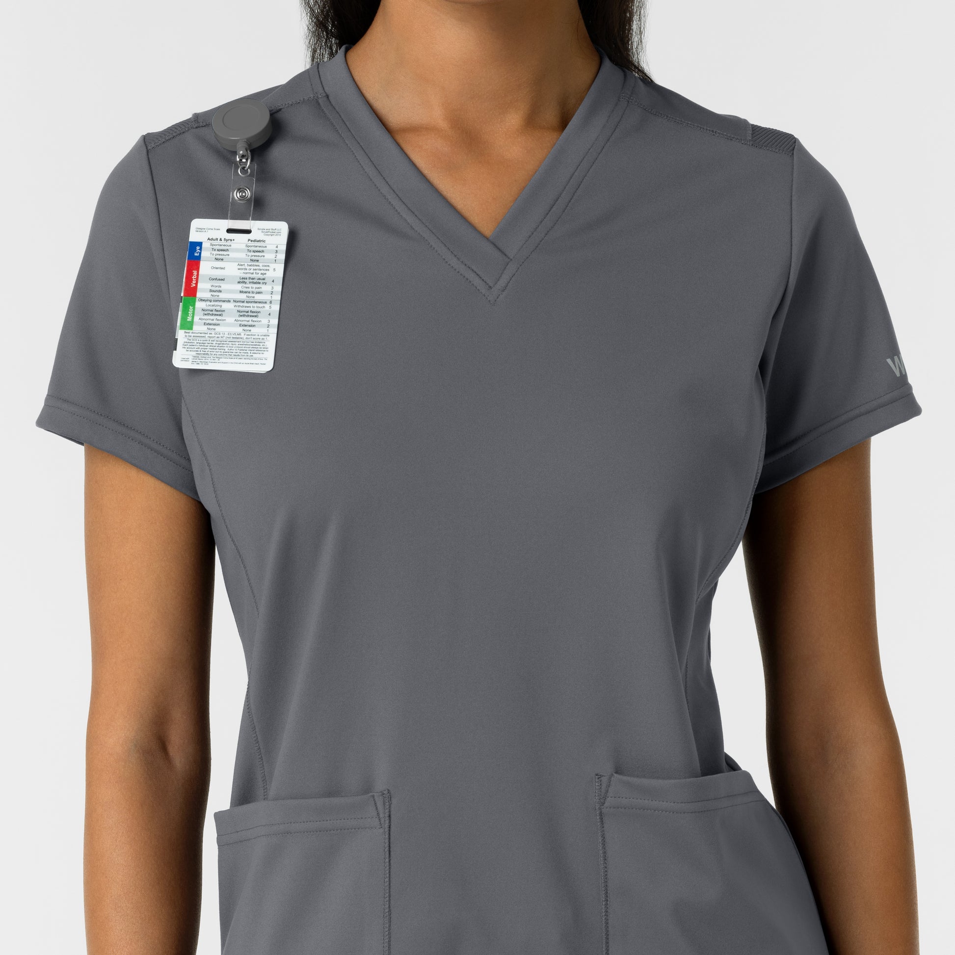 RENEW Knit 6559 Women's 2-Pocket Scrub Top Pewter