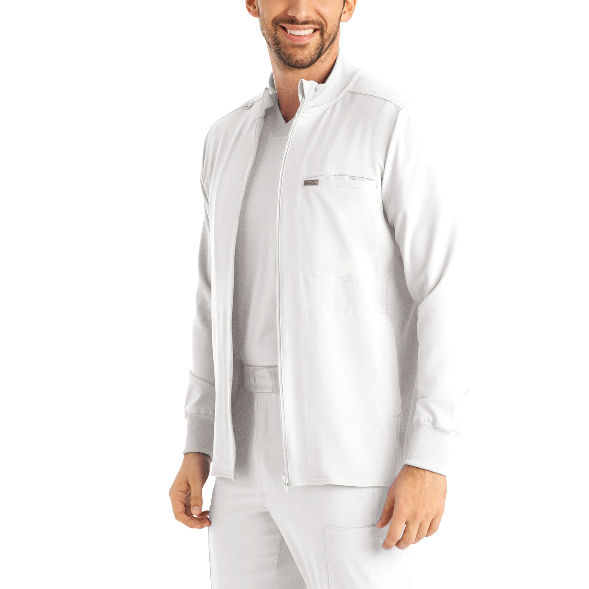 Forward LJ703 Men's 3 Pocket Scrub Jacket White Image