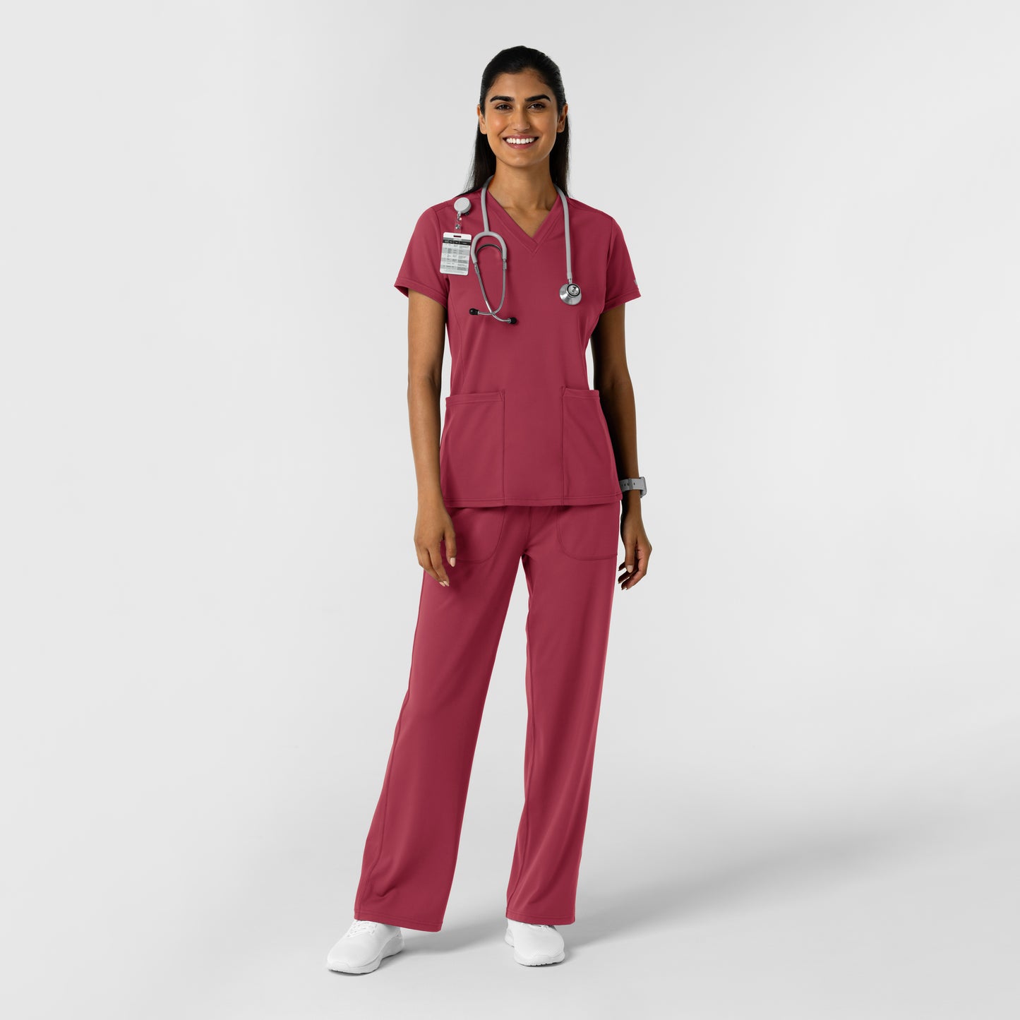 RENEW Knit 6559 Women's 2-Pocket Scrub Top Ruby