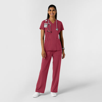 RENEW Knit 6559 Women's 2-Pocket Scrub Top Ruby