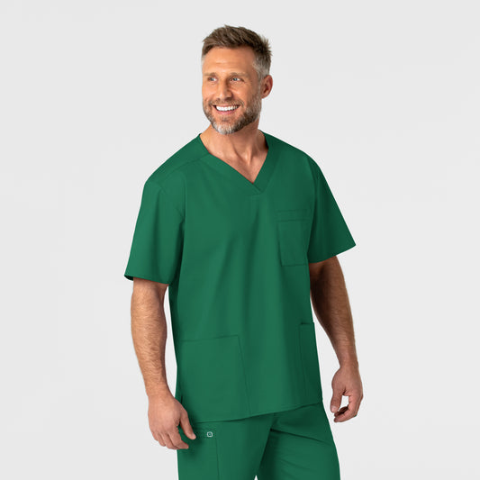 WonderWORK 103 Men's V-Neck Scrub Top Hunter Model Image Right Side | Wink