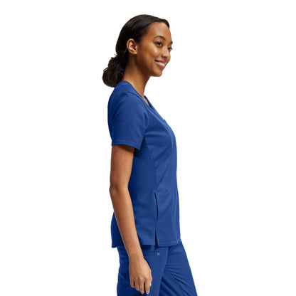 VIBE WT119 Women's 2 Pocket V Neck Scrub Top Royal Image