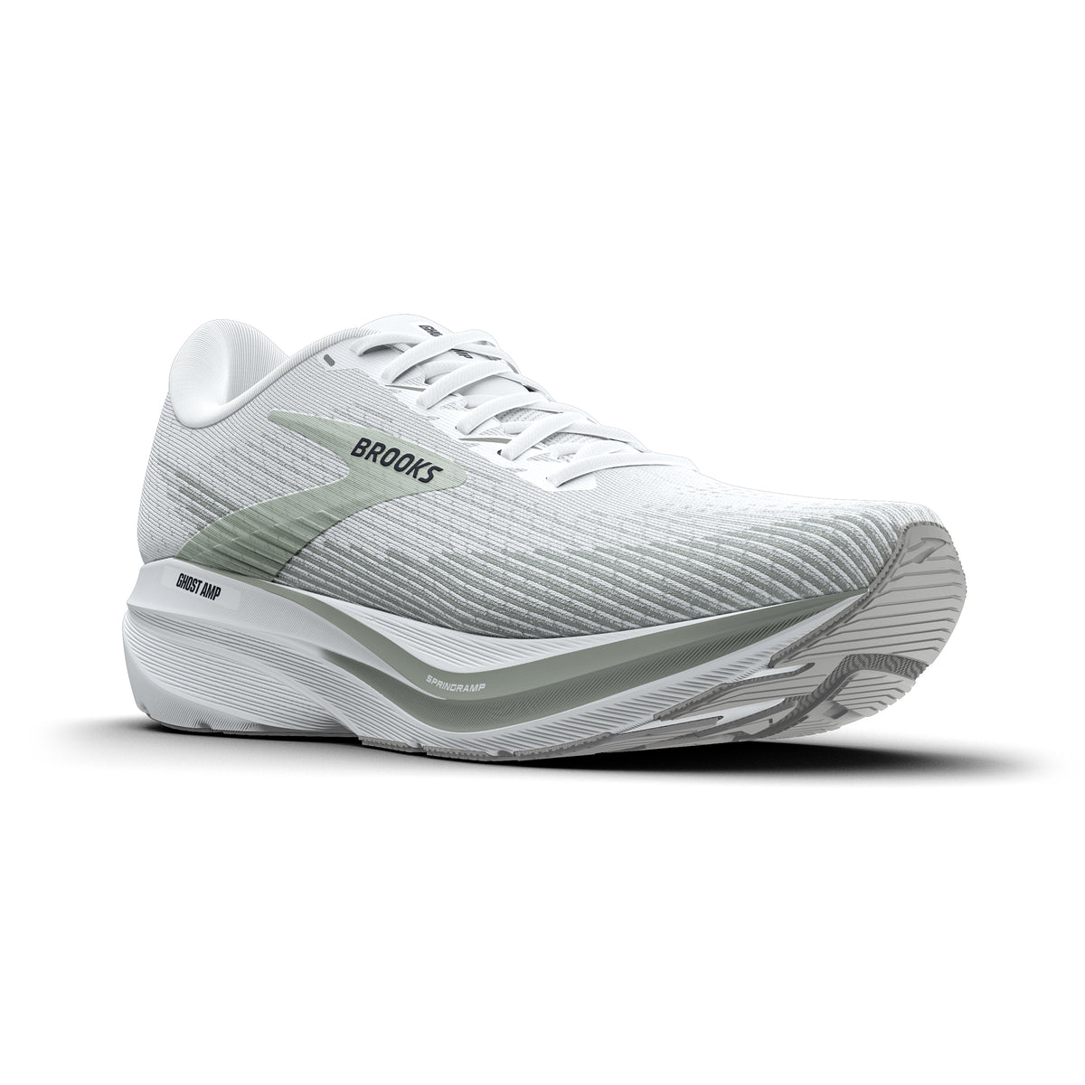Brooks Men's Ghost Amp White/StormGrey/Navy
