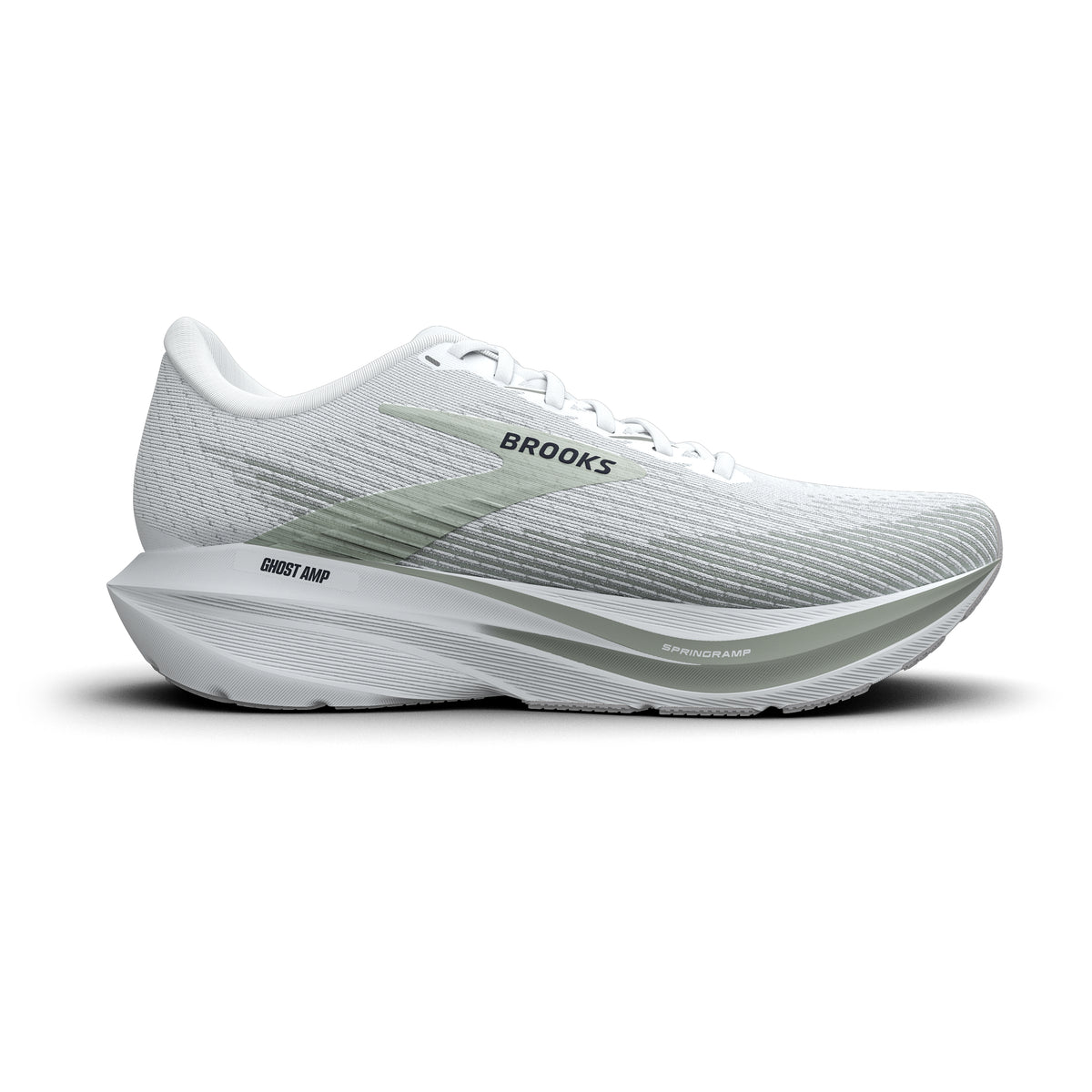 Brooks Men's Ghost Amp White/StormGrey/Navy