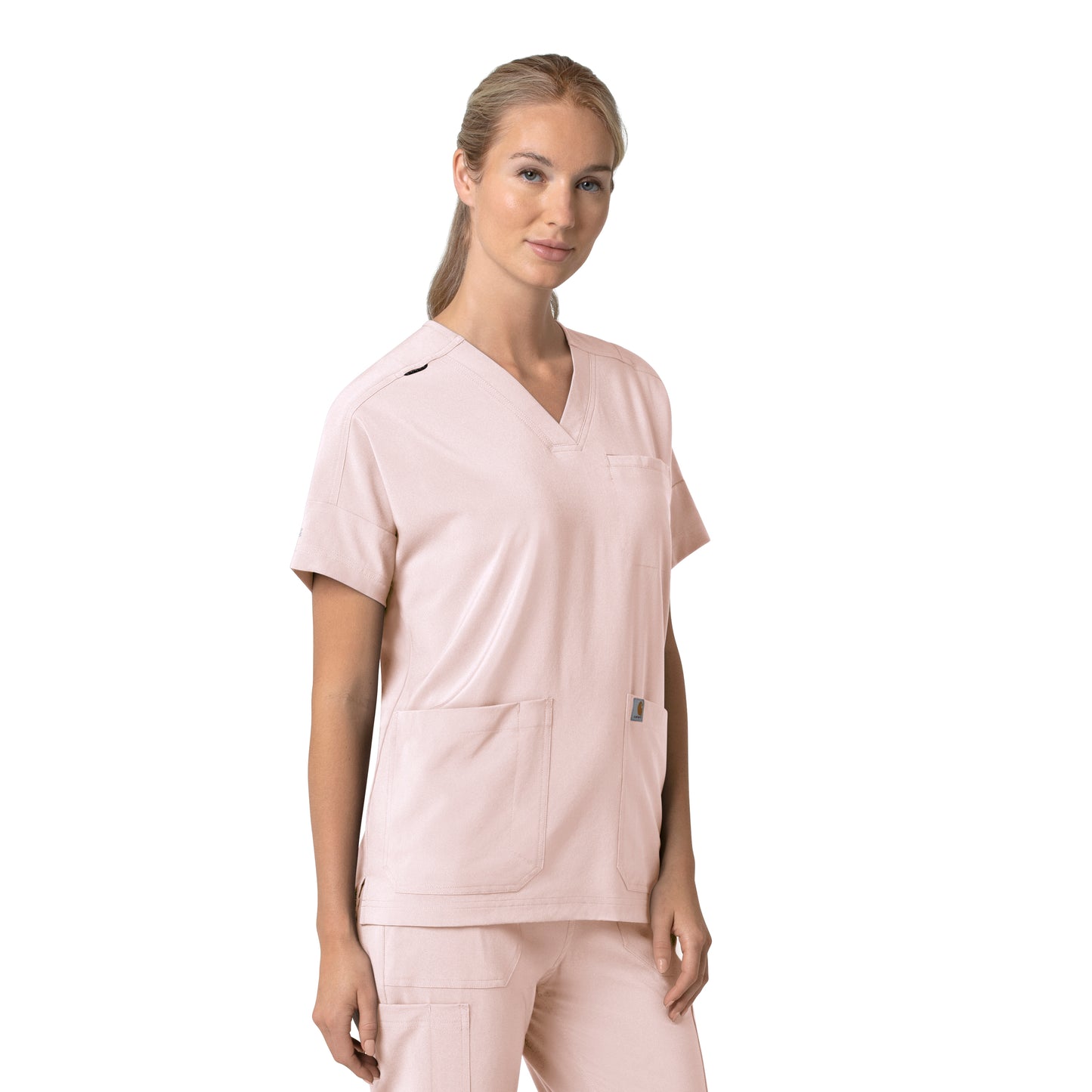 Force Cross-Flex C13110 Women's Oversized V-Neck Scrub Top Soft Rose