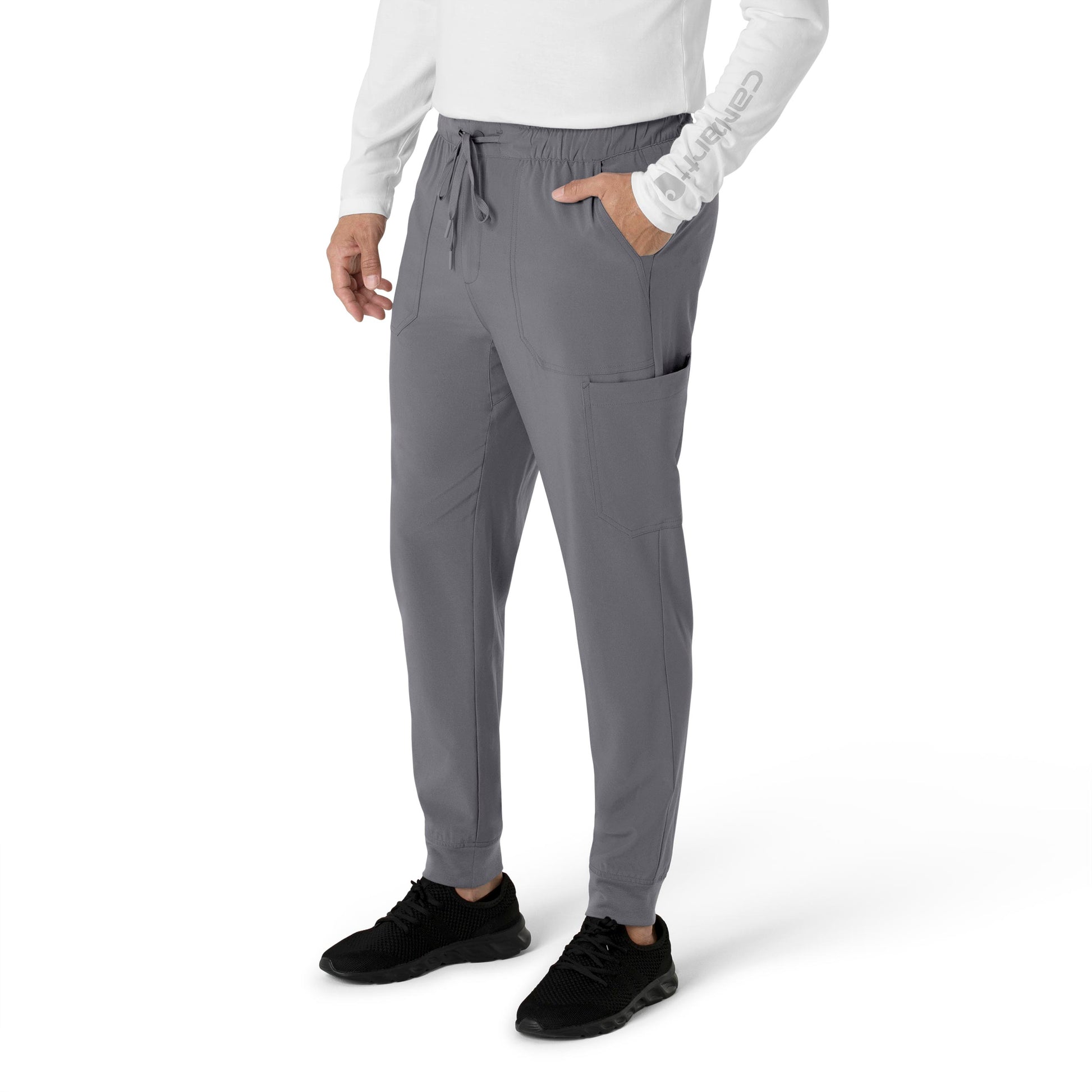 Force Cross-Flex C56310 Men's Jogger Scrub Pant Pewter Model Image Left Side | Carhartt