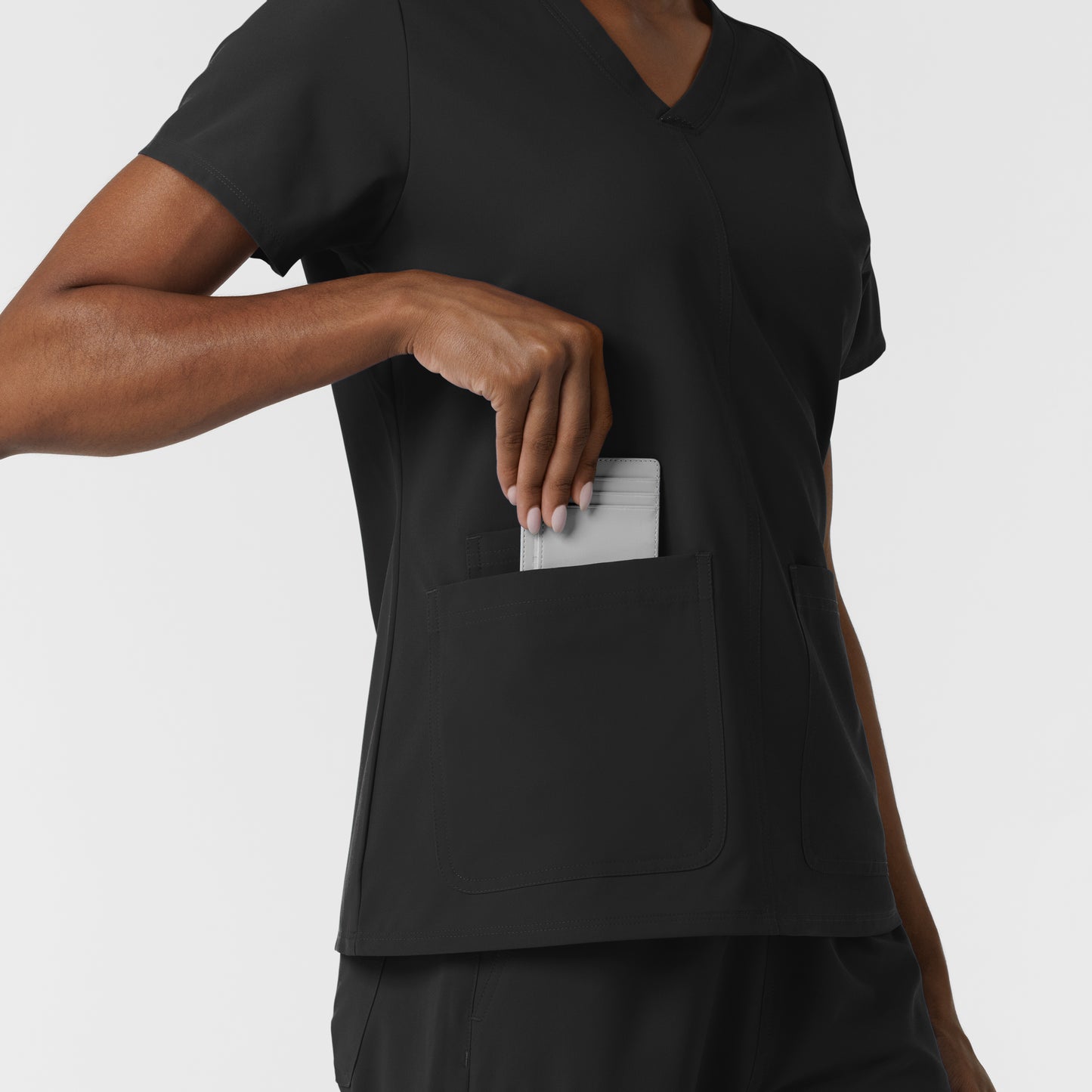 NURTUR 6180 Women's V-Neck Scrub Top Black