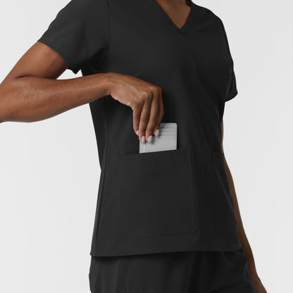 NURTUR 6180 Women's V-Neck Scrub Top Black