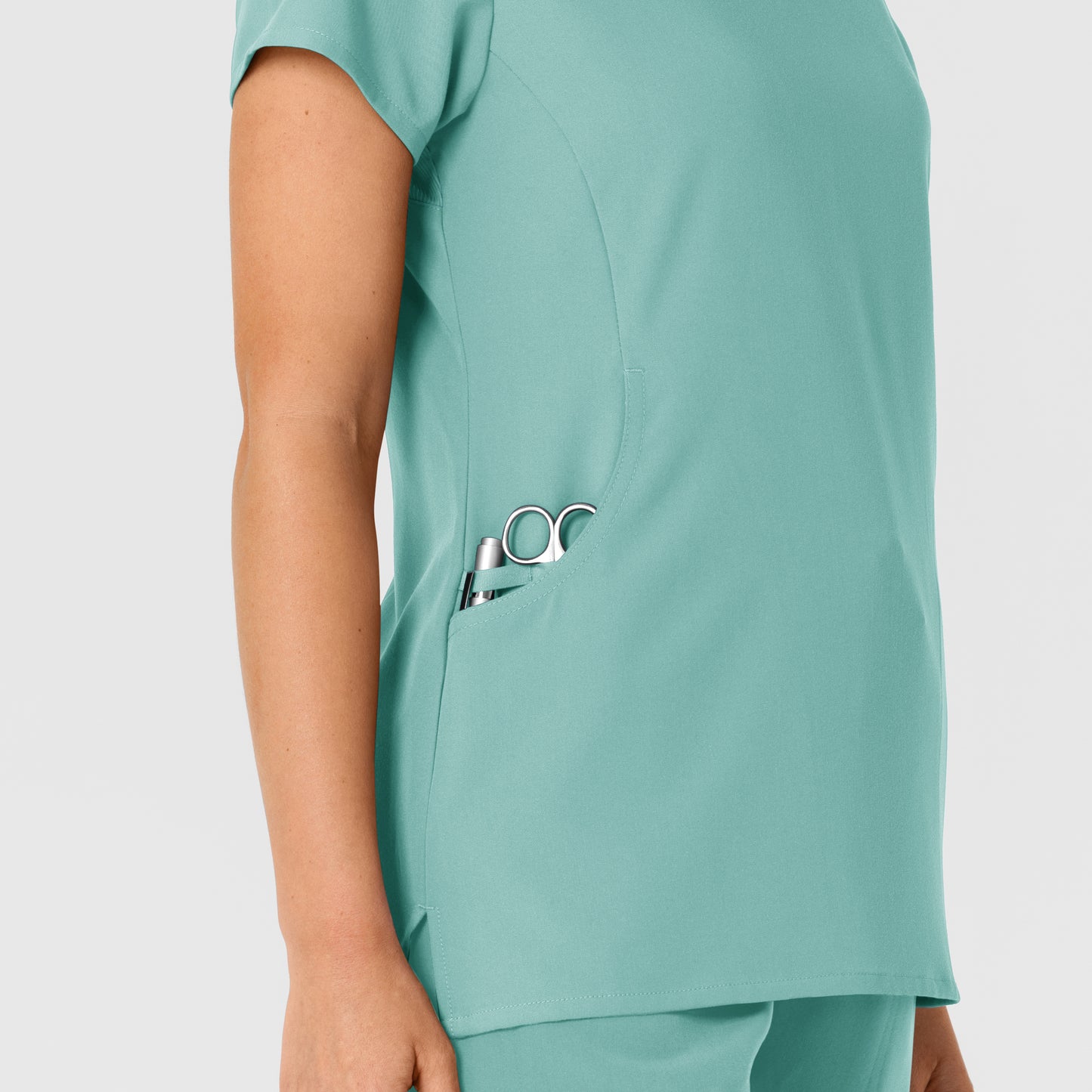 Nova 6432 Flex-n-Reach V-Neck Scrub Top Turquoise Model Image Alternate | Wink