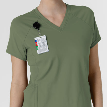 RENEW Knit 6259 Women's Flex-n-Reach V-Neck Raglan Scrub Top Olive
