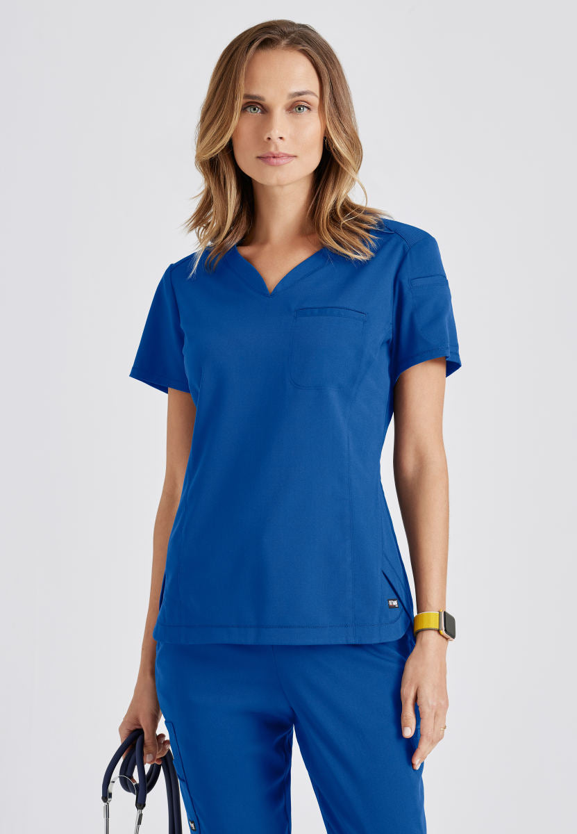 Greys Anatomy Stretch GRST136 Capri Tuck-in Scrub Top New Royal