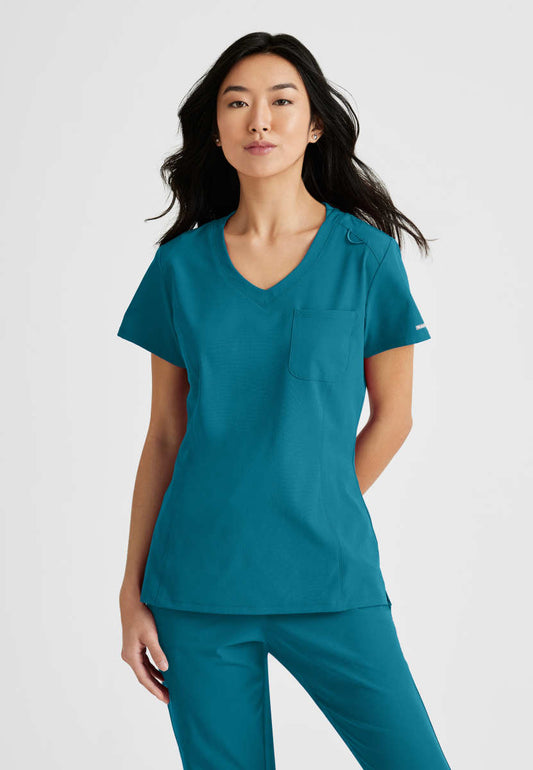 Skechers SKT147 Dignity Scrub Top Bahama Model Image Front | Barco