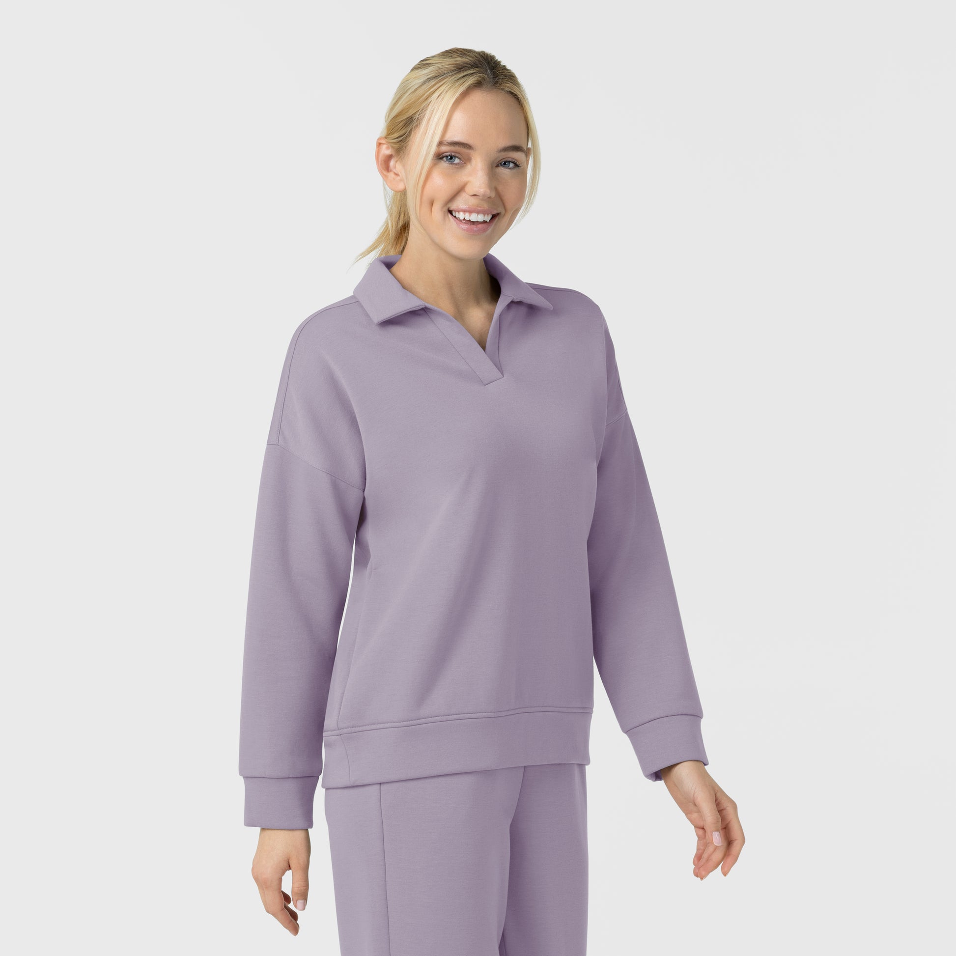 Unwind & Lounge 6189 Women's Relaxed Pullover Polo Wisteria