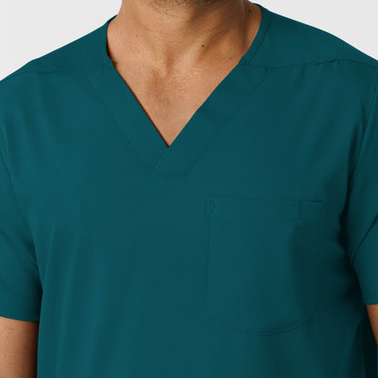 Boundless 6351 Men's Multi Pocket V-Neck Scrub Top Caribbean Model Image Left Side | Wink