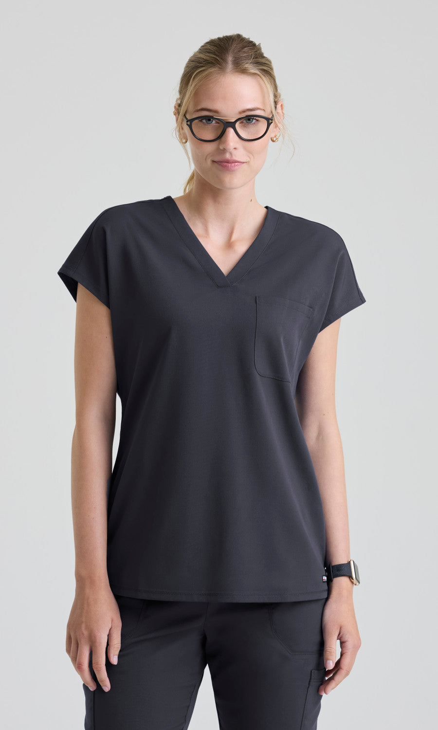 Grey's Anatomy Stretch GRST352 Lexi Top Steel - front