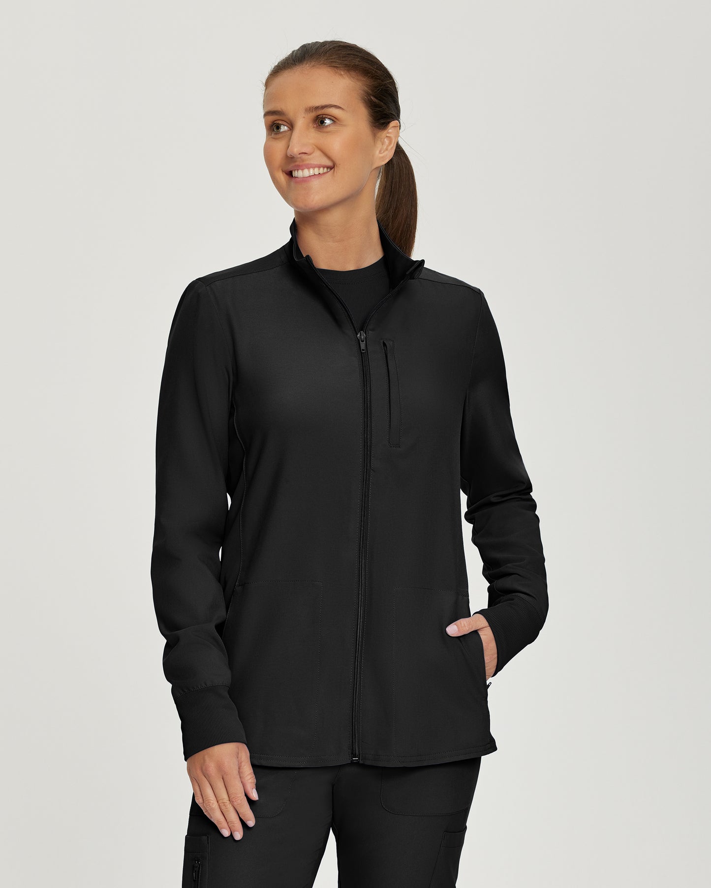 Forward LJ700 Women's 3 Pocket Scrub Jacket Black Image