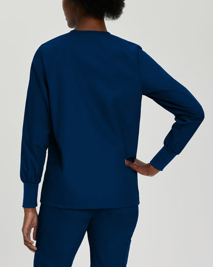 Essentials 7525 Women's 4 Pocket Warm Up Scrub Jacket Navy Image