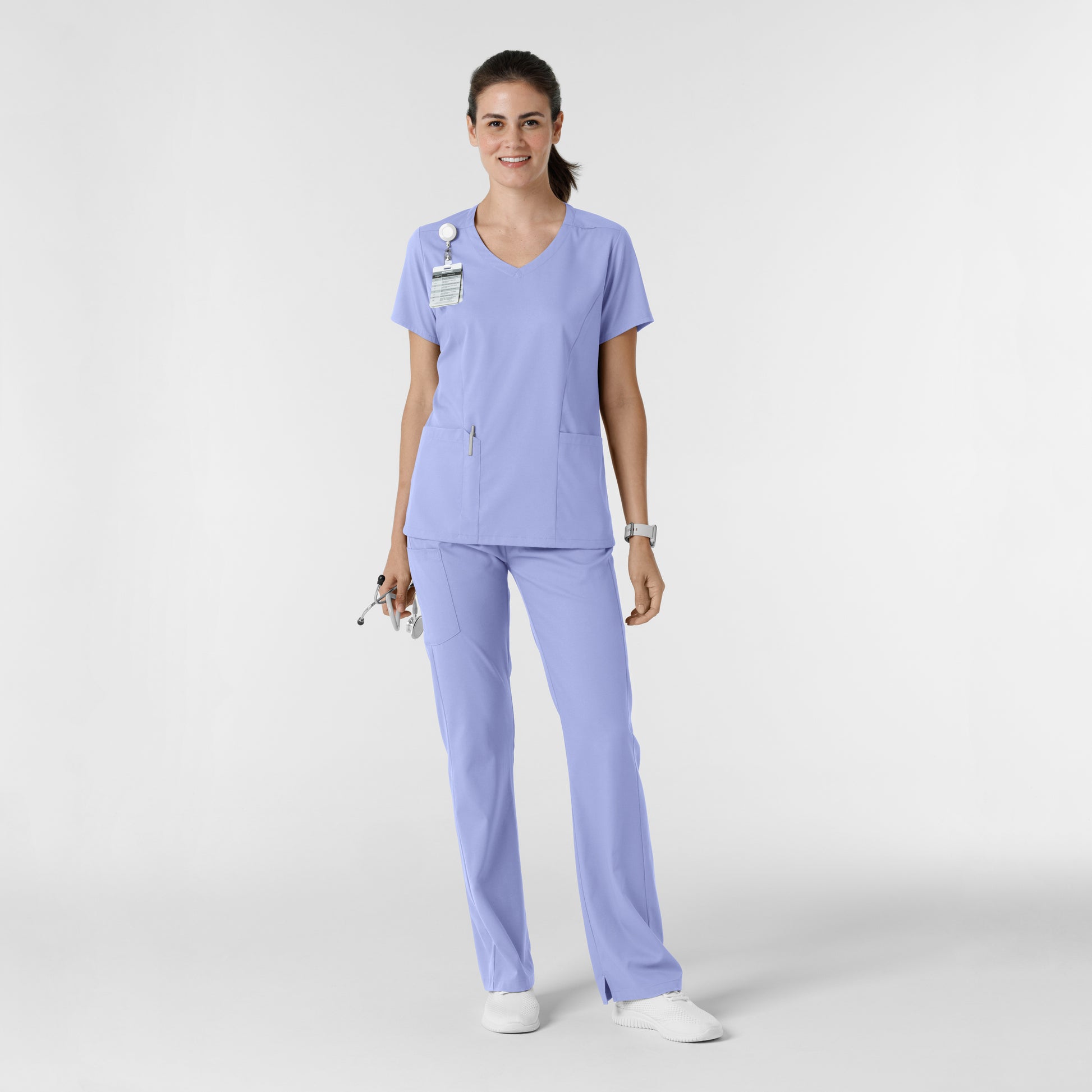 Boundless 5251 Bootcut Scrub Pants Ceil Blue Model Image Alternate | Wink