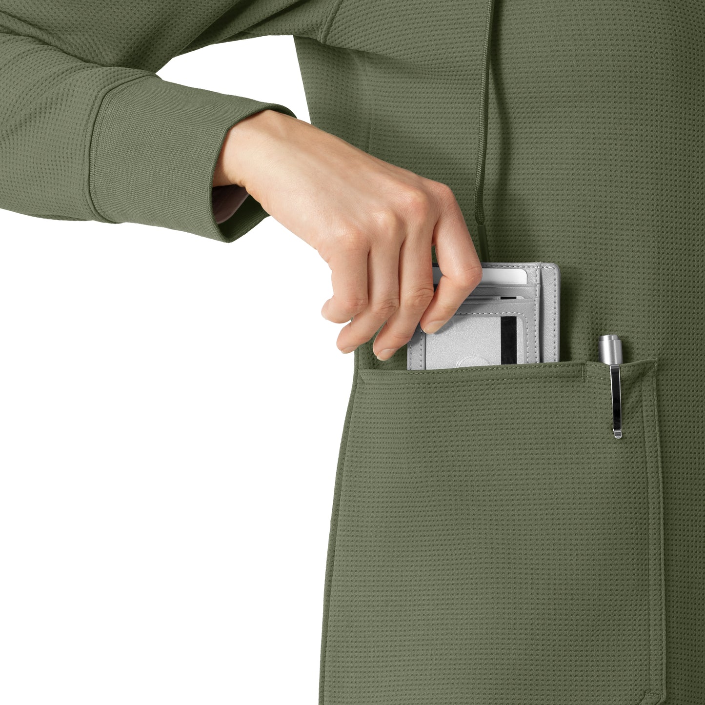 Layers C82008 Women's Full Zip Waffle Hoodie Olive