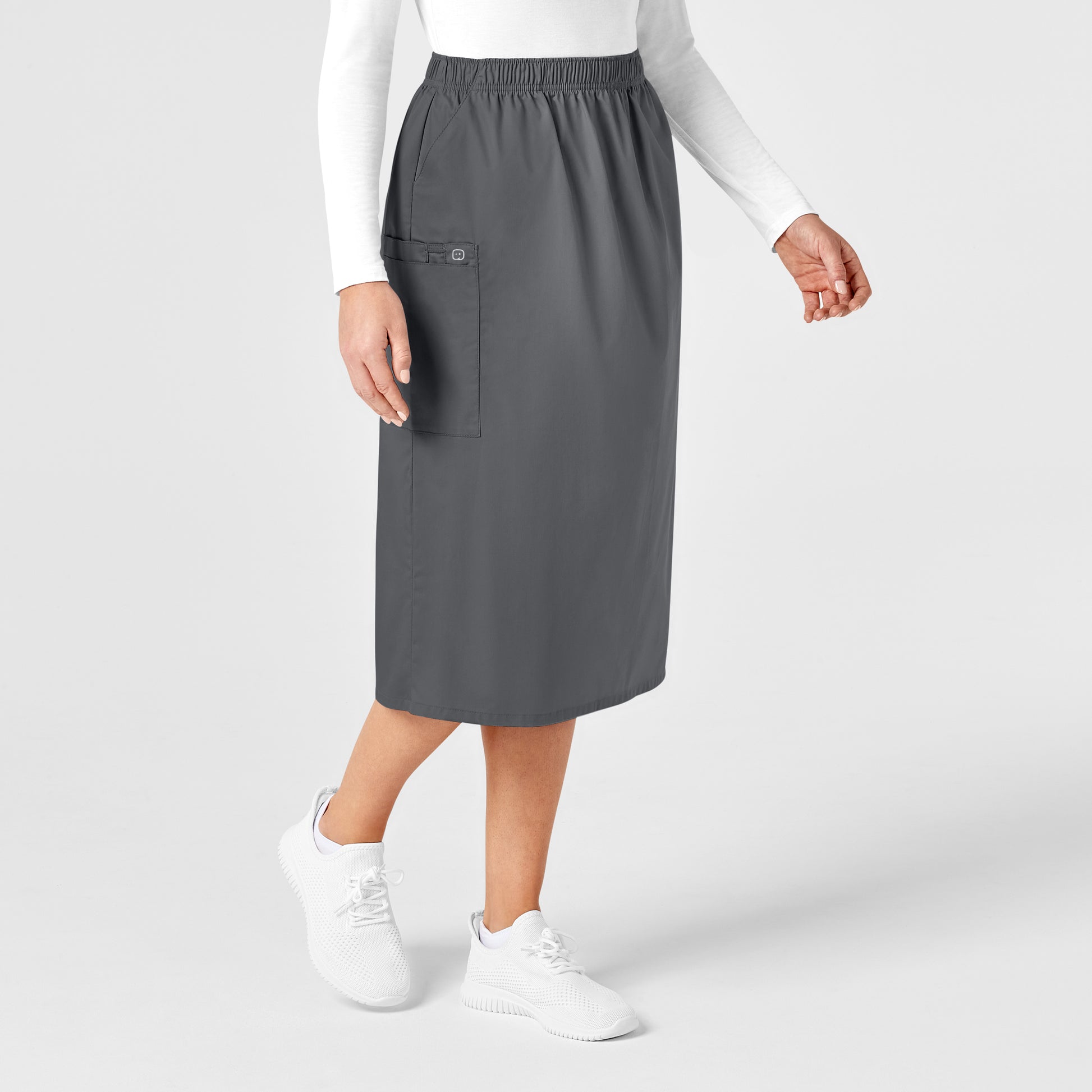 WonderWORK 701 Pull On Cargo Skirt Pewter Model Image Left Side | Wink