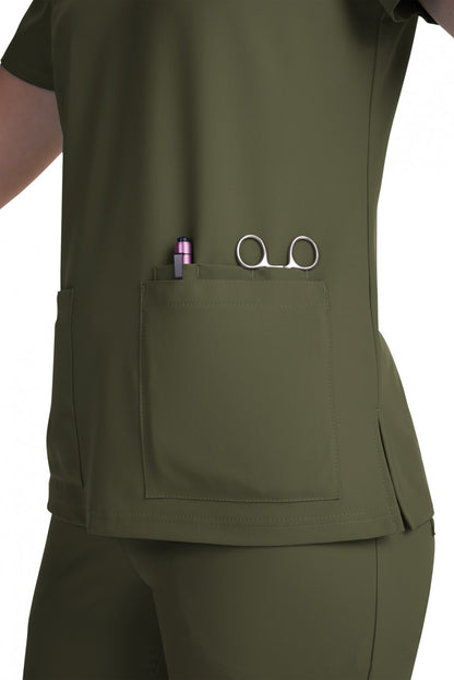 Cureology C101 Cardi Top Olive Green