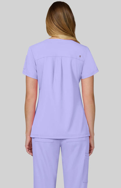 Cureology x koi Cardi Women's 3-Pocket V-Neck Scrub Top Digital Lavender
