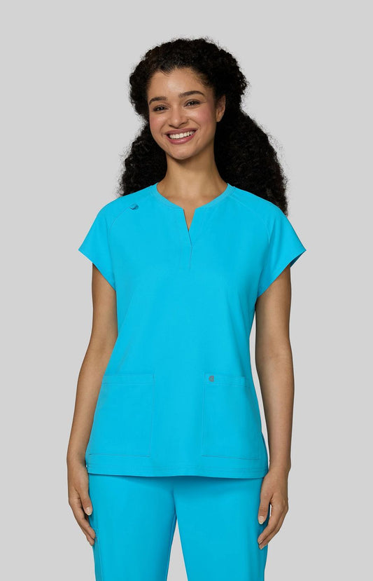 Cureology Reese Women's 2-Pocket Scrub Top Electric Blue