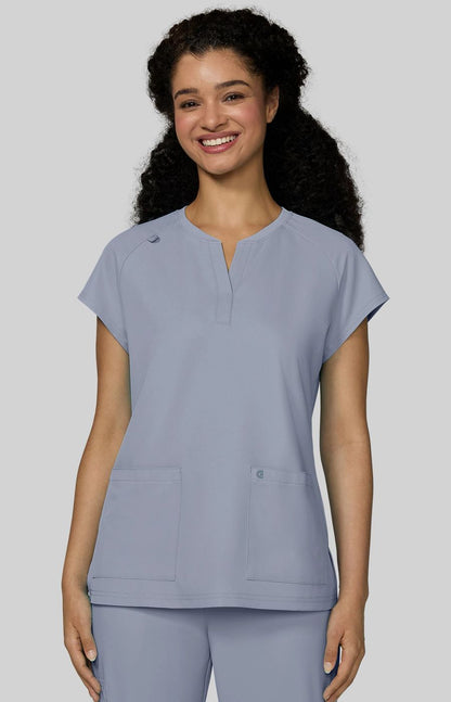 Cureology Reese Women's 2-Pocket Scrub Top Platinum Grey