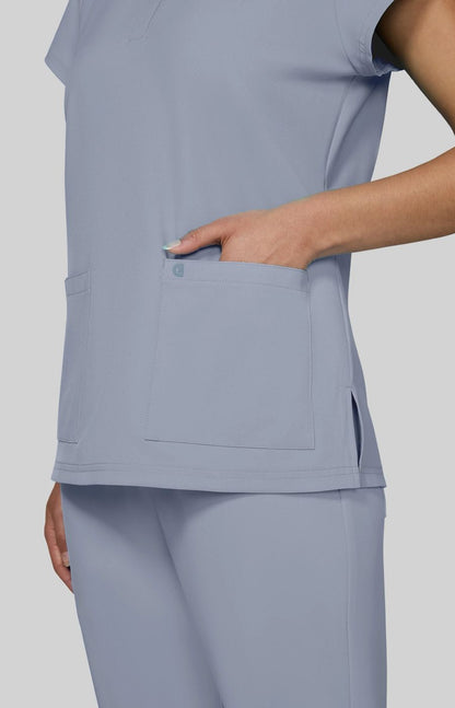 Cureology Reese Women's 2-Pocket Scrub Top Platinum Grey