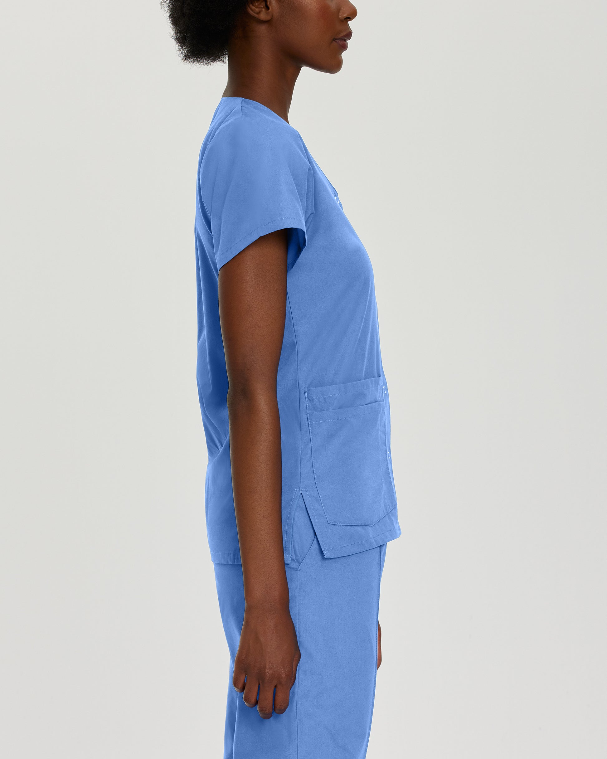 Essentials 8232 Women's 4 Pocket V Neck Scrub Top Ceil Blue Image