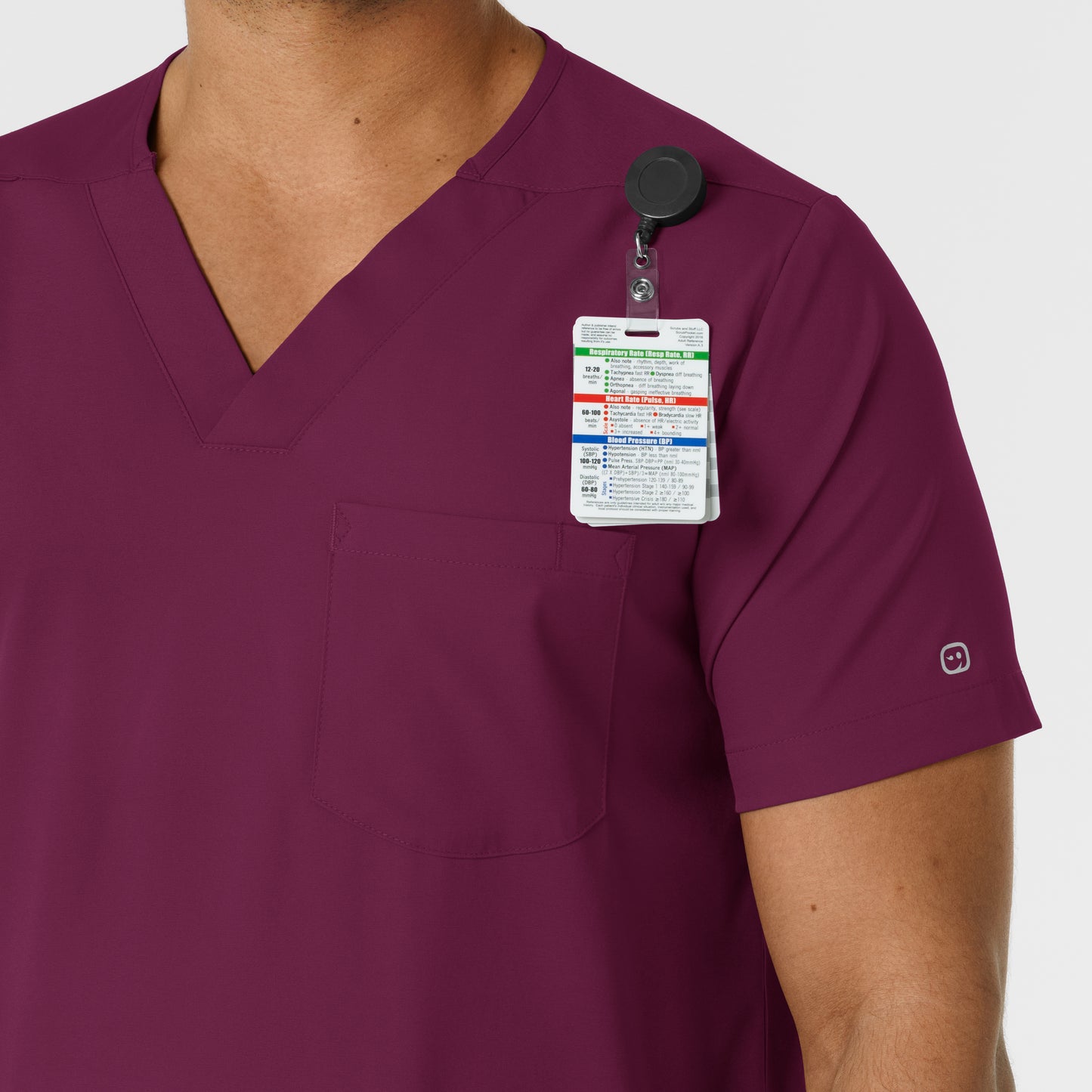 Boundless 6351 Men's Multi Pocket V-Neck Scrub Top Wine Model Image Alternate | Wink