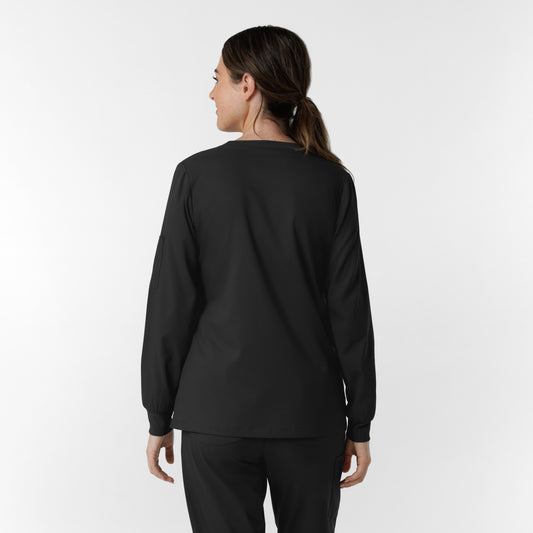Boundless 6551 Women's Classic Long Sleeve Scrub Tee Black