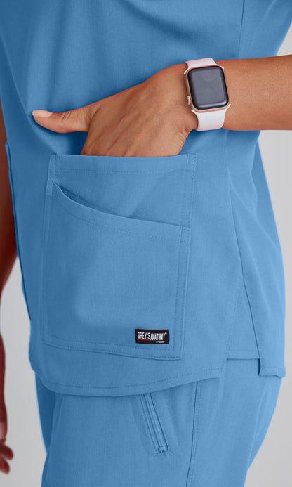 Grey's Anatomy Stretch GRST011 Emma Scrub Top Ciel Blue