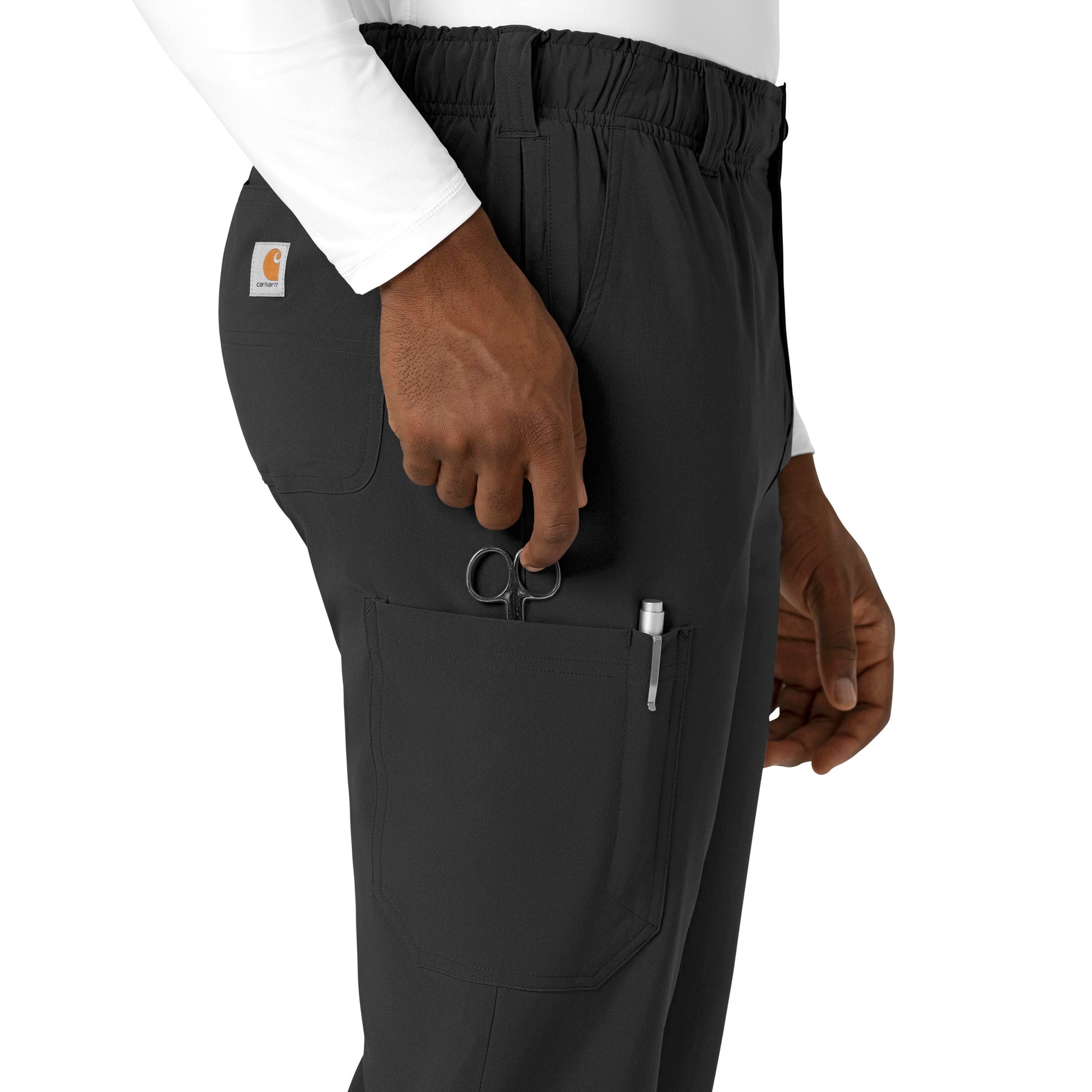 Force Cross-Flex C56410 Men's Straight Leg Scrub Pants Black Model Image Alternate | Carhartt