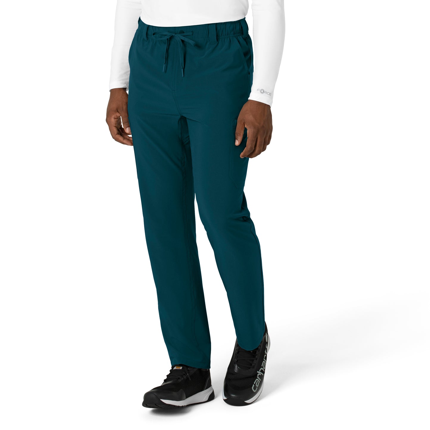 Force Cross-Flex C56410 Men's Straight Leg Scrub Pants Caribbean Model Image Right Side | Carhartt