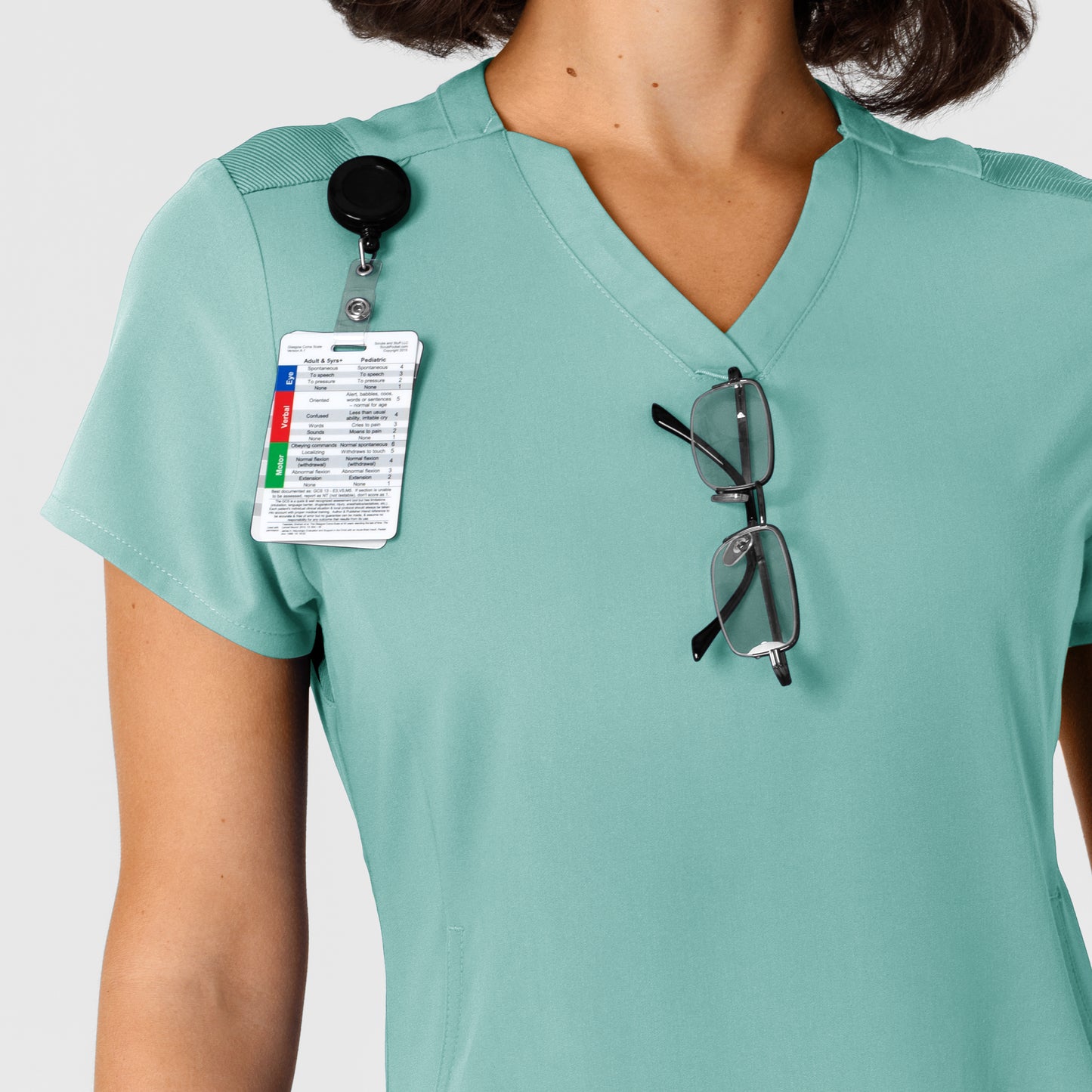 Nova 6432 Flex-n-Reach V-Neck Scrub Top Turquoise Model Image Alternate | Wink