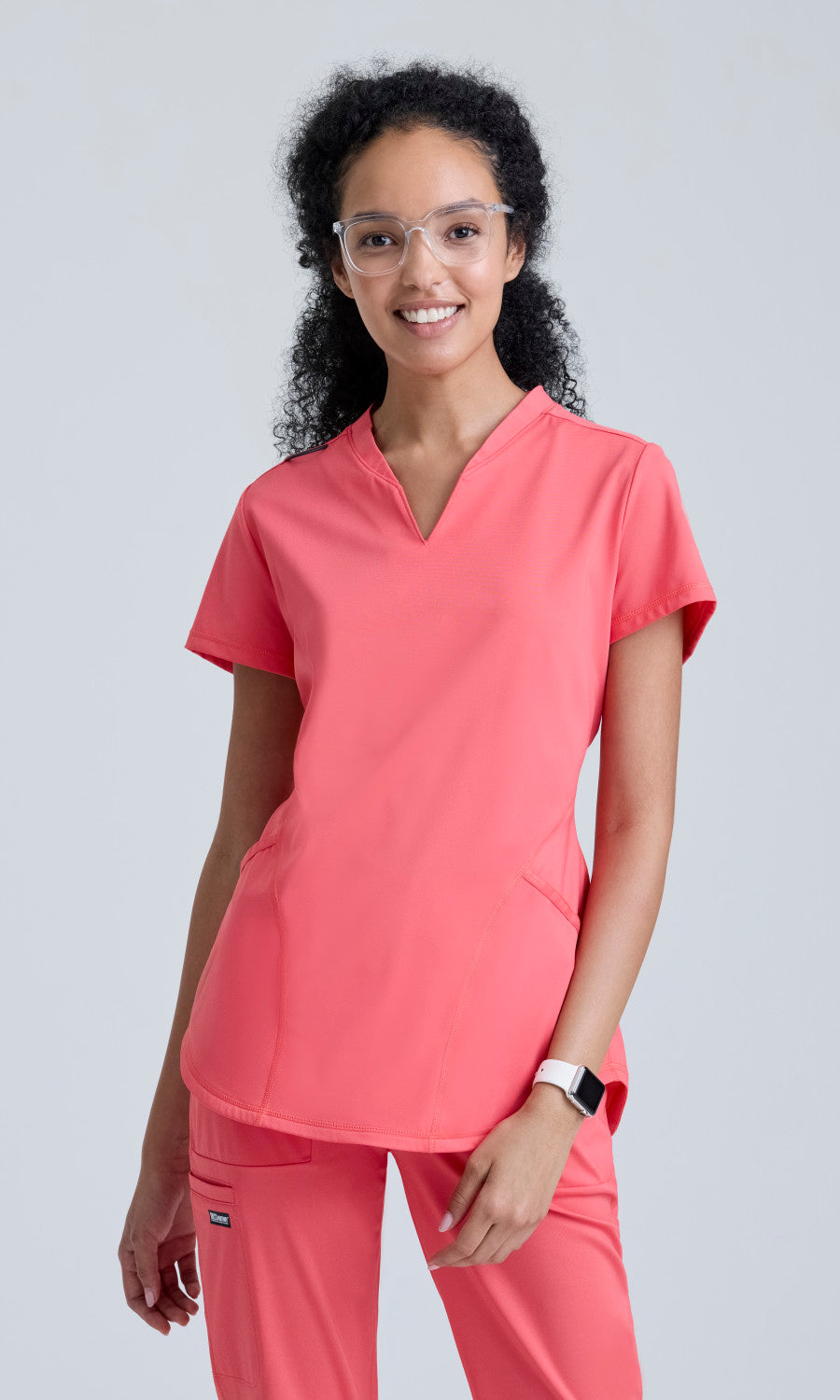 Grey's Anatomy Knits GRST249 Define Knit Top Papaya Blush - front