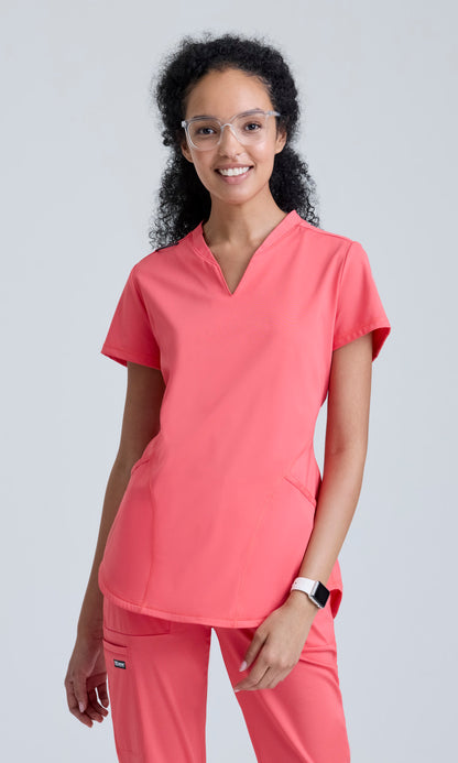 Grey's Anatomy Knits GRST249 Define Knit Top Papaya Blush - front