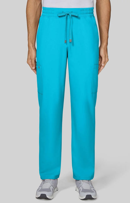 Cureology Neuro Men's 6-Pocket Cargo-Style Scrub Pants Electric Blue