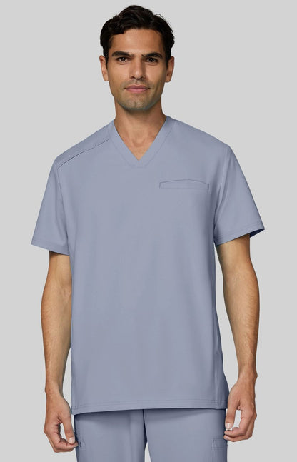 Cureology Stasis Men's 3-Pocket V-Neck Scrub Top Platinum Grey