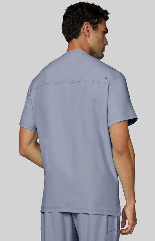 Cureology Stasis Men's 3-Pocket V-Neck Scrub Top Platinum Grey