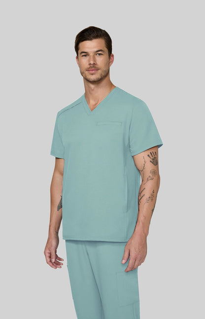 Cureology Stasis Men's 3-Pocket V-Neck Scrub Top Sage